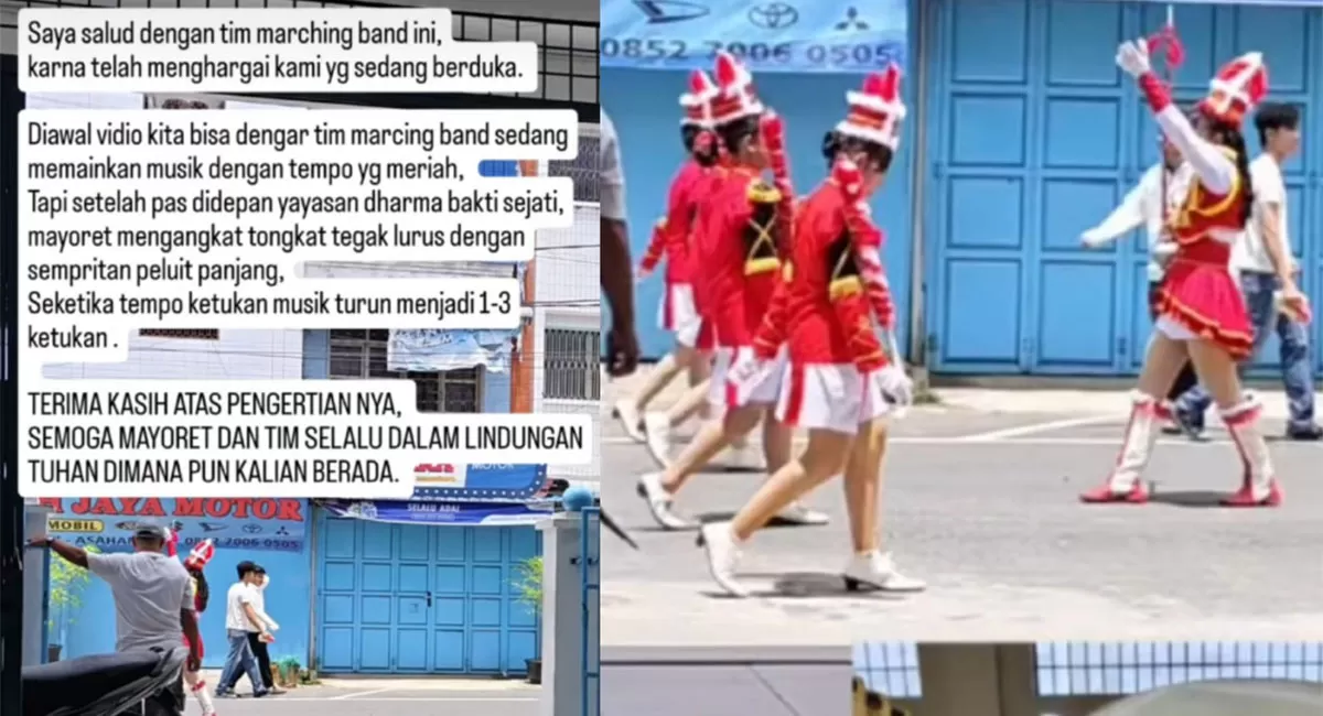 Drumband SMA Diponegoro Kisaran viral setelah menghentikan permainan saat melewati rumah duka di tengah karnaval HUT ke-81 RI. (Instgaram/darwinnicolas24)