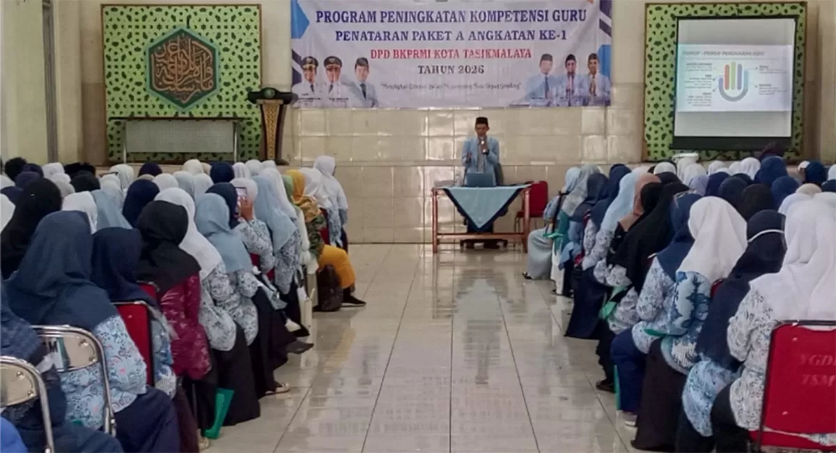 Kegiatan Program Peningkatan Kompetensi Guru (P2KG) Tingkat Dasar/Penataran Paket A bagi Ustadz/ah PAUDQu/TKA/TPA Se-Kota Tasikmalaya di Gedung Dakwah Islamiyah (GDI) Kota Tasikmalaya, Rabu (19/8/2026). (Dok. AMS)