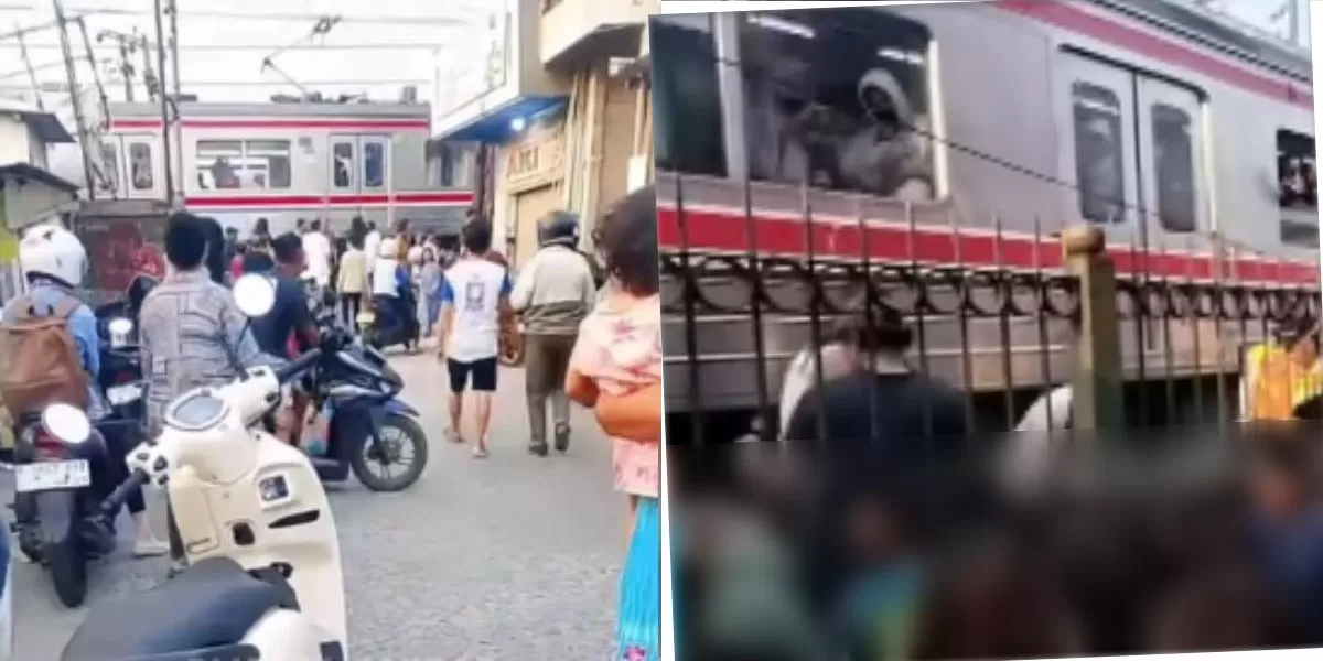 Pelajar tewas tertemper KRL di Kalideres. Warga histeris saat evakuasi berlangsung, sementara perjalanan KRL Lintas Tangerang mengalami keterlambatan. (Instagram.com/warga.jakbar)