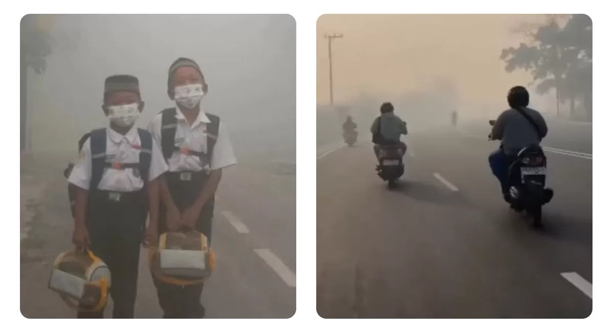 Karhutla Kalimantan berdampak hingga Malaysia. Kabut asap membuat 108 sekolah ditutup sementara dan 13 wilayah mengalami pencemaran udara. (Instagram.com/undercover.id)