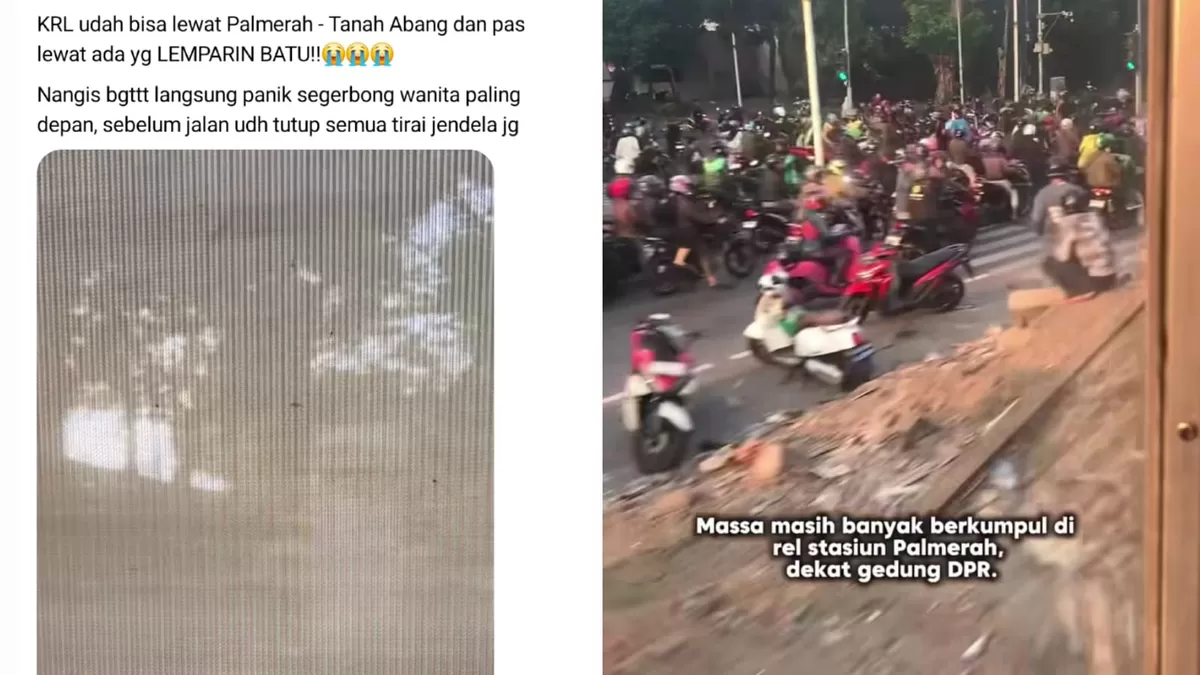 KRL Palmerah-Tanah Abang kembali melintas setelah perjalanan sempat disesuaikan. Penumpang menyebut ada dugaan pelemparan batu saat kereta berjalan. (Threads/raynatazkia - vitaaadamanik)
