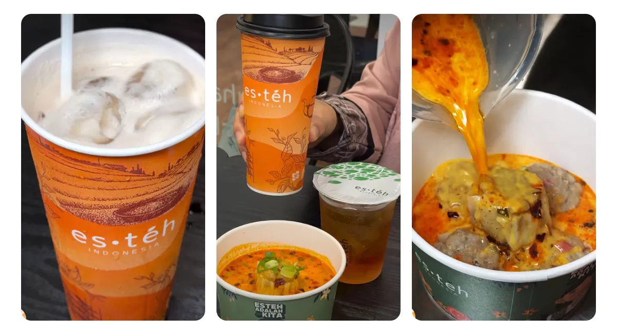 Es Teh Indonesia Citeureup Bogor punya Roasted Oolong Milk Tea yang creamy dan wangi. Ada juga fried chicken, mie, camilan, serta area nongkrong nyaman. (Instagram/cemalcemilbogor)