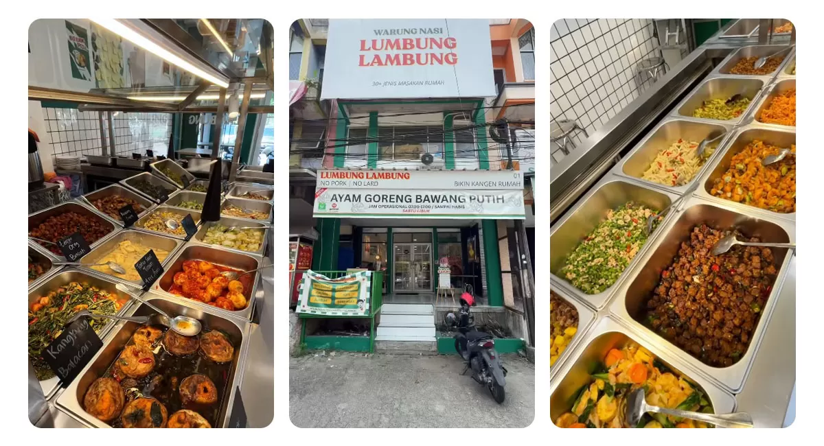 Warung Nasi Lumbung Lambung di Yasmin Bogor jadi pilihan wisata kuliner dengan ayam bawang putih, tiga sambal gratis dan tempat nyaman.   (Instagram/lumbunglambung.id)