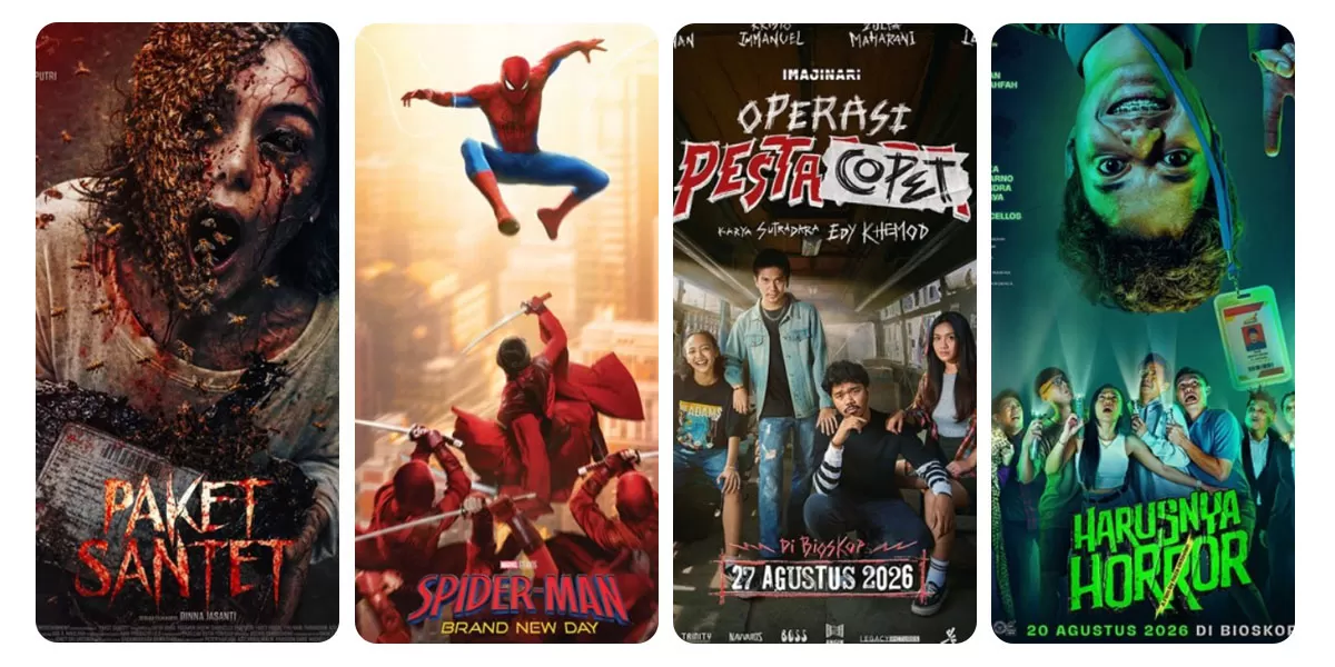 Jadwal film bioskop Tasik XXI Plaza Asia dan Transmart hari ini menghadirkan Paket Santet, Spider-Man, Insidious, hingga Operasi Pesta Copet. (Dok. Cinema21)