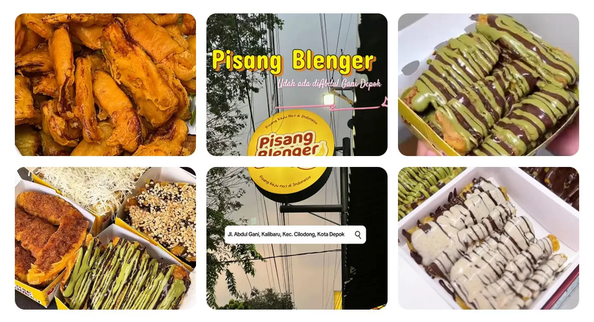 Pisang Blenger Citayam Depok jadi pilihan camilan dengan topping melimpah hingga tiga lapis. Pisang goreng disajikan hangat setelah dipesan. (Instagram/pisangblenger.id)