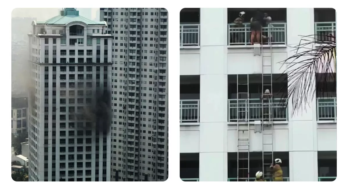 Kebakaran Apartemen Pavilion Jakpus membuat 33 penghuni dievakuasi. Tiga bayi dan dua lansia turut diselamatkan dari lantai 23. (Threads/yudistira234sc - sherlych_)