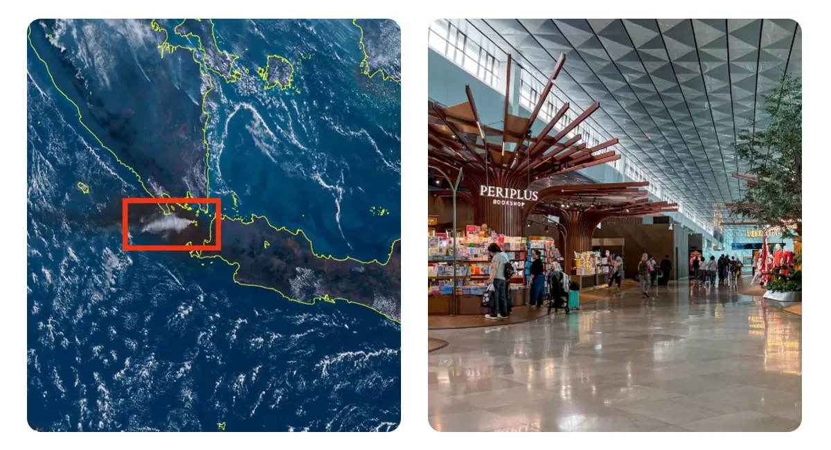 Bandara Soetta memperpanjang penutupan hingga 13.30 WIB. Abu vulkanik Gunung Anak Krakatau membuat penumpang tertahan di terminal.   (Instagram/haryokopangestu - vitrizelitha)