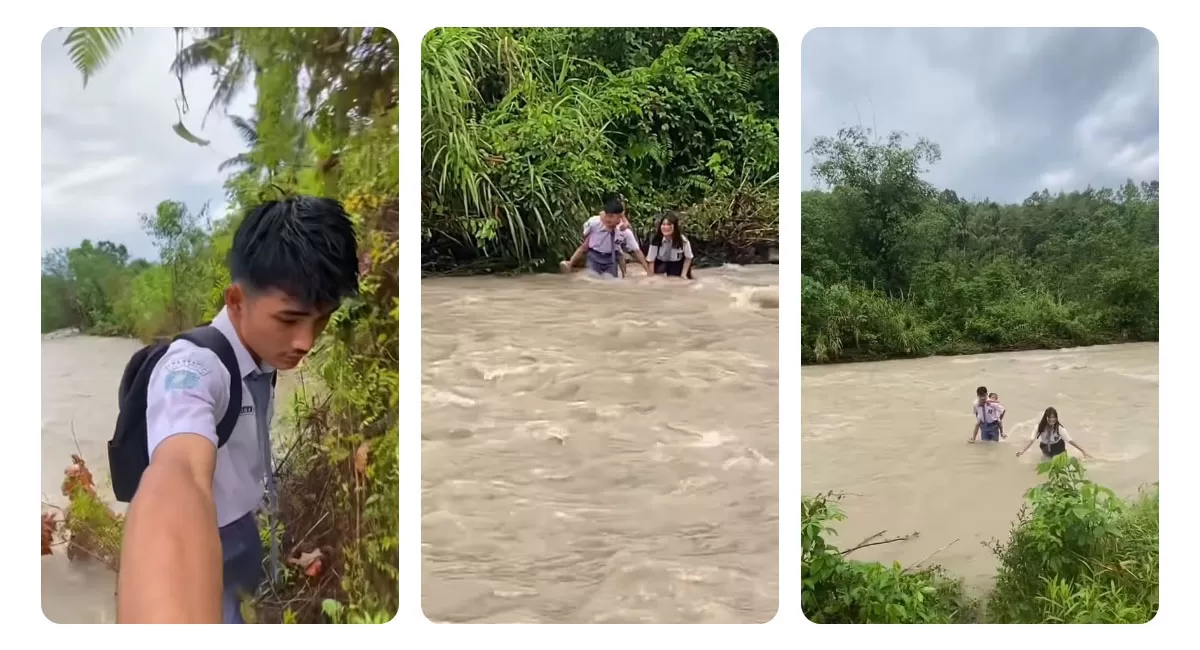 Siswa pedalaman Nias bernama Asdar viral karena perjuangannya menyeberangi sungai demi bersekolah meski harus menghadapi arus deras dan hujan. (Instagram/asdar.official)