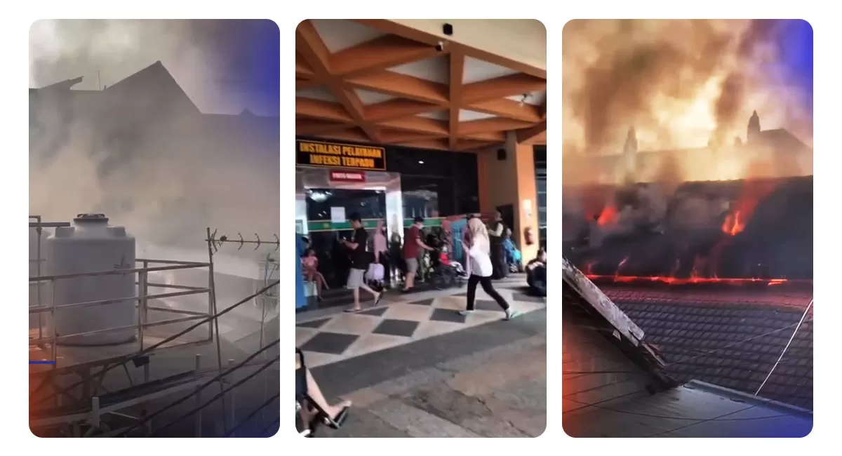 Kebakaran RSSA Malang membuat 45 pasien anak dievakuasi. Dua ruangan terbakar dan pasien dipindahkan karena ruang perawatan masih berasap. (Instagram/infomalang)