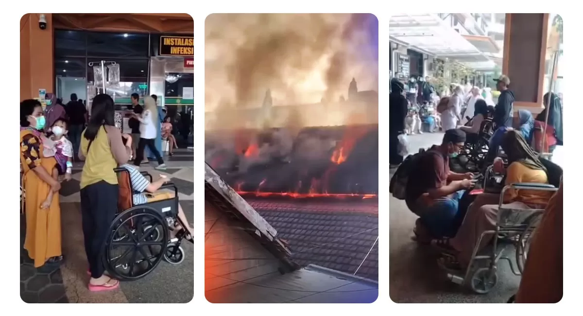 Kebakaran RSSA Malang membuat 45 pasien anak dievakuasi. Gedung Gizi dan laundry room terbakar, sementara ruang perawatan masih berbau asap. (Instagram/info_malang)