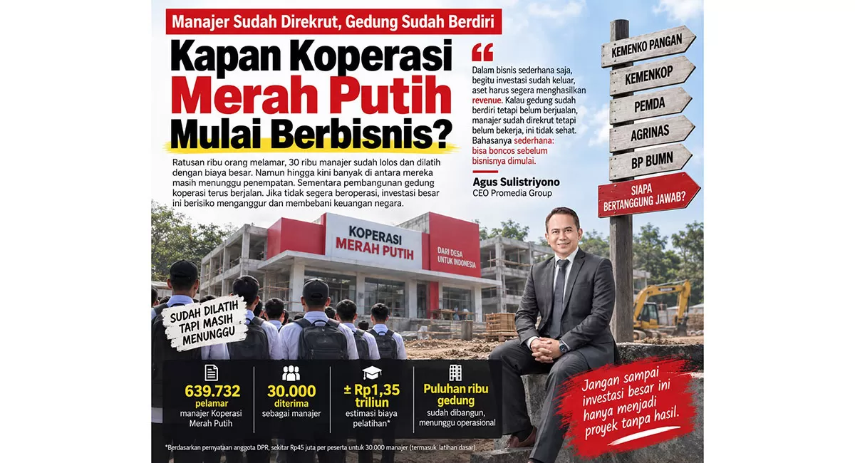 Kopdes Merah Putih sudah merekrut manajer dan membangun gedung. Kini KDKMP menghadapi pertanyaan penting: kapan bisnis benar-benar dimulai? (Ilustrasi by AI)