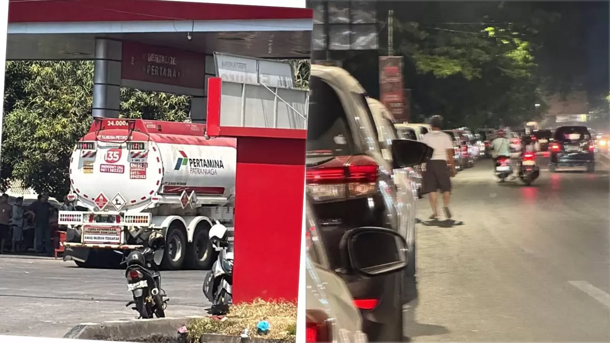 Antrean BBM di Makassar membuat warga menunggu hingga 9 jam. Seorang pengendara datang pukul 04.00 Wita dan baru mengisi bensin siang hari. (Threads/ilmanbrhmn)