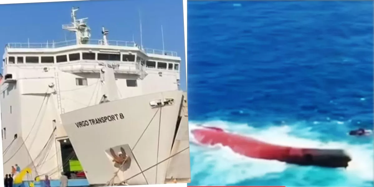 Kapal Virgo Transport 8 miring cepat setelah dihantam ombak. Faisal mengungkap penumpang panik, terjun ke laut dan tak mendengar alarm. (Instagram/bpkpalm.21- Threads/dendyprasetyoo)