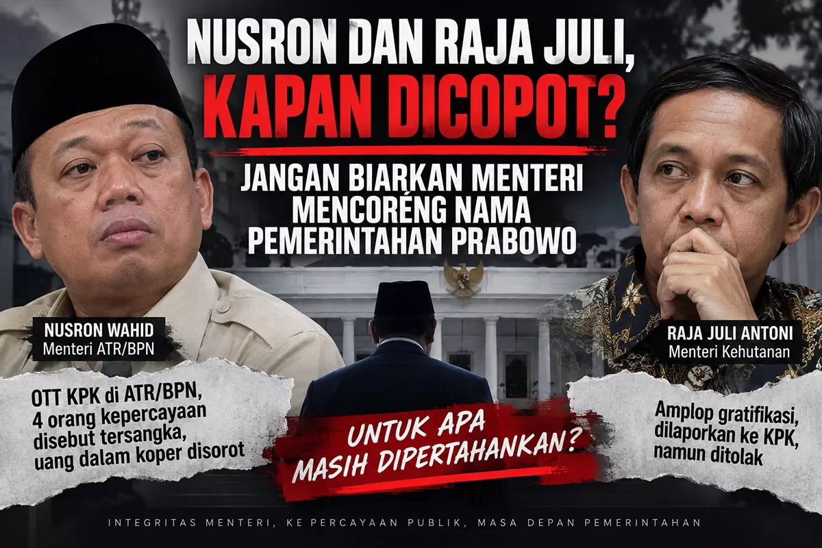 Nusron Wahid dan Raja Juli Antoni menghadapi persoalan berbeda yang tengah ditangani KPK dan menjadi perhatian terhadap pemerintahan Prabowo. (Dok. Promedia)