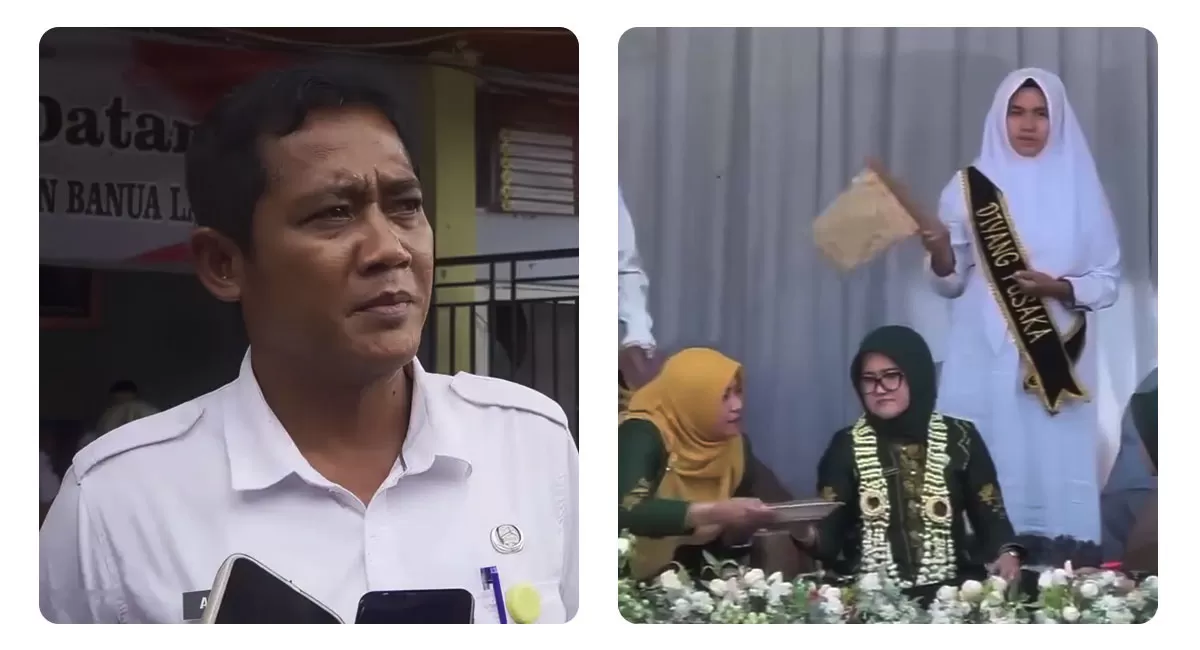 Viral istri pejabat Kalsel dikipasi saat makan di acara Maulid. Camat Banua Lawas menyebutnya bagian dari tradisi Batalam Bakipas Pangeran. (Inmstagram/nowdots)