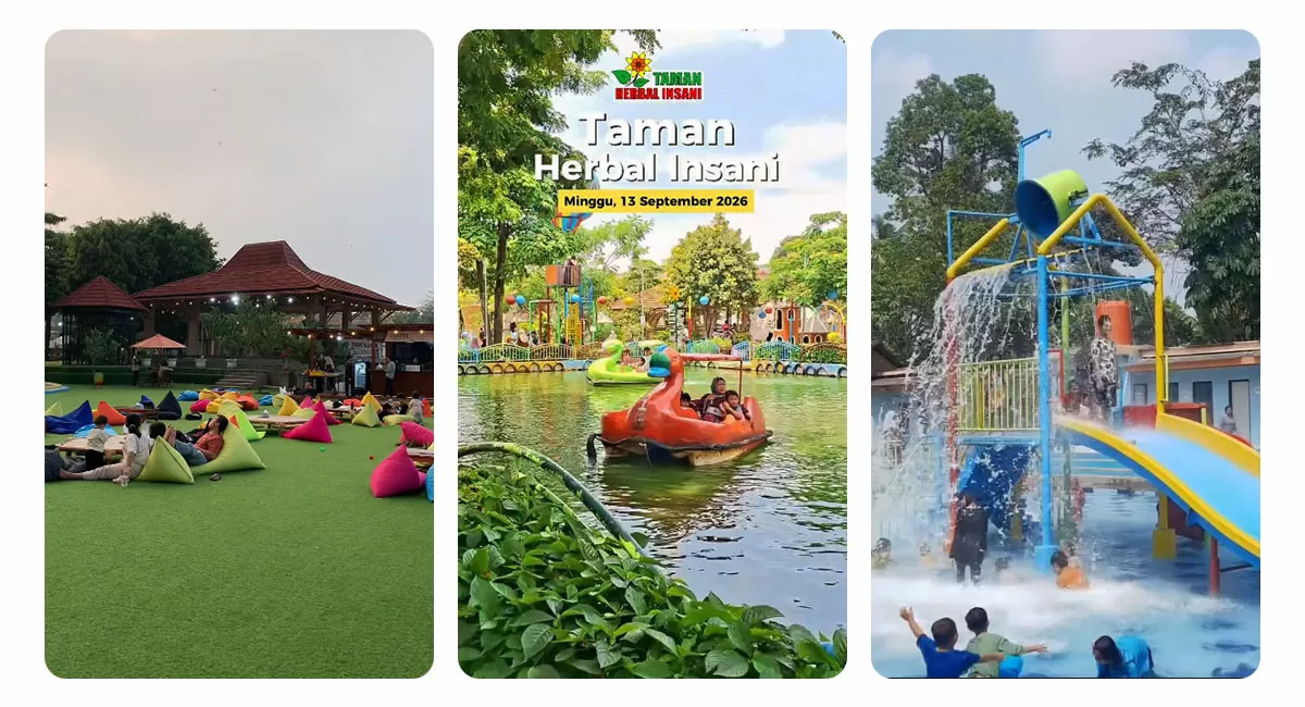 Taman Herbal Insani menjadi wisata Depok dengan fasilitas lengkap, ada kolam renang, playground, wahana rakit, resort dan coffee shop. (Instagram/taman_herbal.insani)
