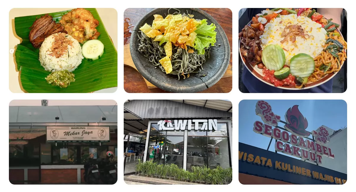 Wisata Kuliner Malang punya banyak pilihan. Warung Mekar Jaya, Mie Bakar Cobek Kawitan, dan Sego Sambel Cak Uut layak masuk daftar.   (Instagram/wrg.mekarjaya - denilesmana - segosambelcakuut)