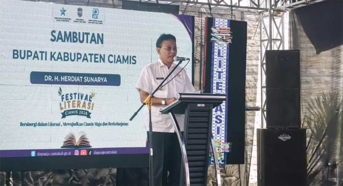 Bupati Ciamis Herdiat Sunarya membuka Festival Literasi Ciamis 2026 menghadirkan pameran, diskusi, gelar karya dan seni budaya untuk menguatkan budaya baca di tengah era digital, mulai&nbsp;22 hingga 24 September 2026. (Dok. Diskominfo Ciamis)