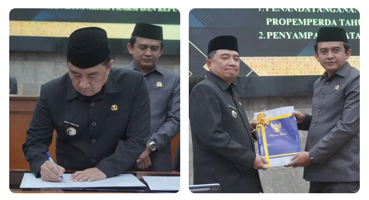 Bupati Garut Abdusy Syakur Amin saat menghadiri Rapat Paripurna DPRD Garut di Tarogong Kidul, Jumat (25/9/2026), membahas pembangunan 2027. (Dok. Humas Garut)
