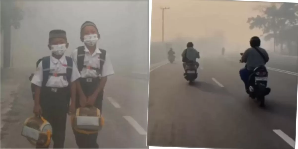 Karhutla Kaltim dan Kalbar masih berdampak pada pendidikan. Sekolah diliburkan dan pembelajaran daring diterapkan akibat kabut asap. (Instagram.com/undercover.id)