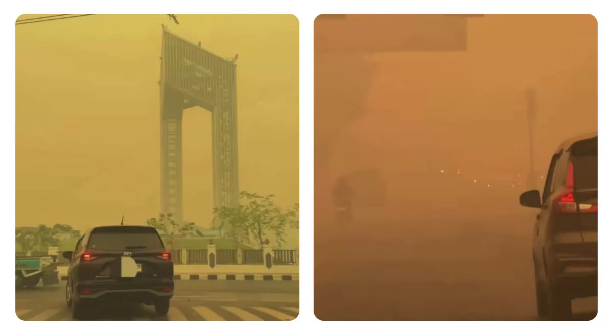 Kabut asap Palangka Raya kembali pekat. Warga mengeluhkan ISPA dan mendatangi ruang oksigen di tengah memburuknya kualitas udara. (Threads/indahmy-rahayuandiini)
