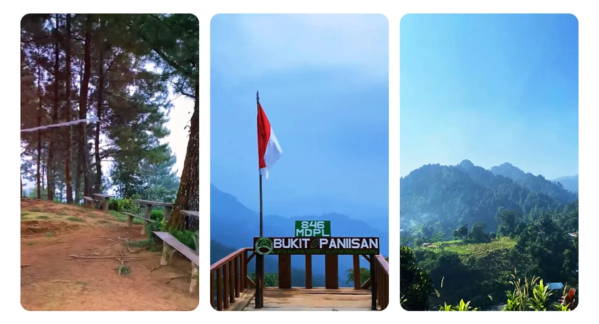 Bukit Paniisan menjadi destinasi wisata Bogor untuk trekking dan menikmati panorama perbukitan hijau, lembah serta udara sejuk pegunungan. (Instagram/bukitpaniisan)