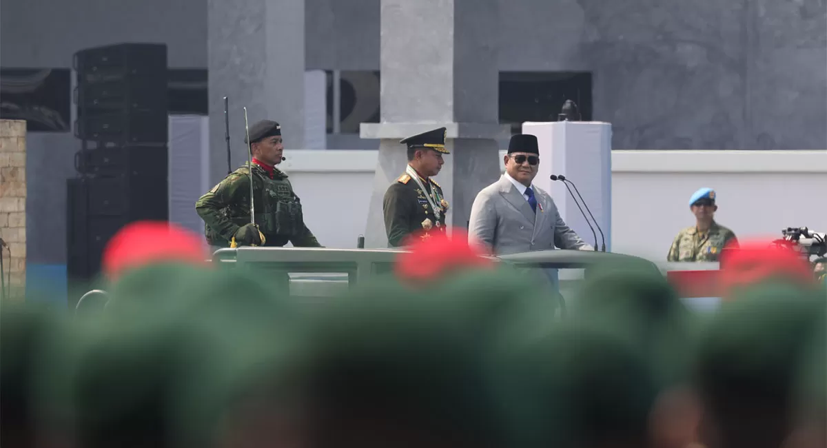 Presiden RI Prabowo Subianto meresmikan 204 satuan baru TNI dari tiga matra pada HUT ke-81 TNI di Lapangan Prima Mabes TNI, Cilangkap, Jakarta, Senin (5/10/2026). (Dok. Setkab)