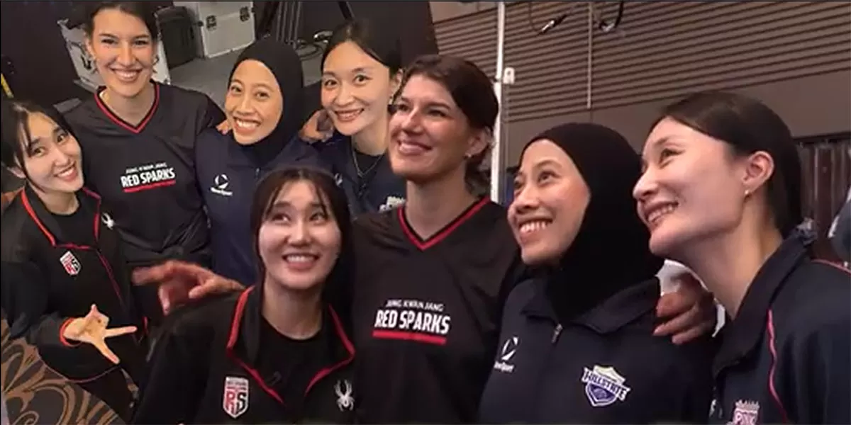Megawati Hangestri dan Vanja Bukilic, mantan rekan setim di Red Sparks, kini memperkuat tim berbeda menjelang Liga Voli Korea 2026-2027. (Dok. Kovopr)