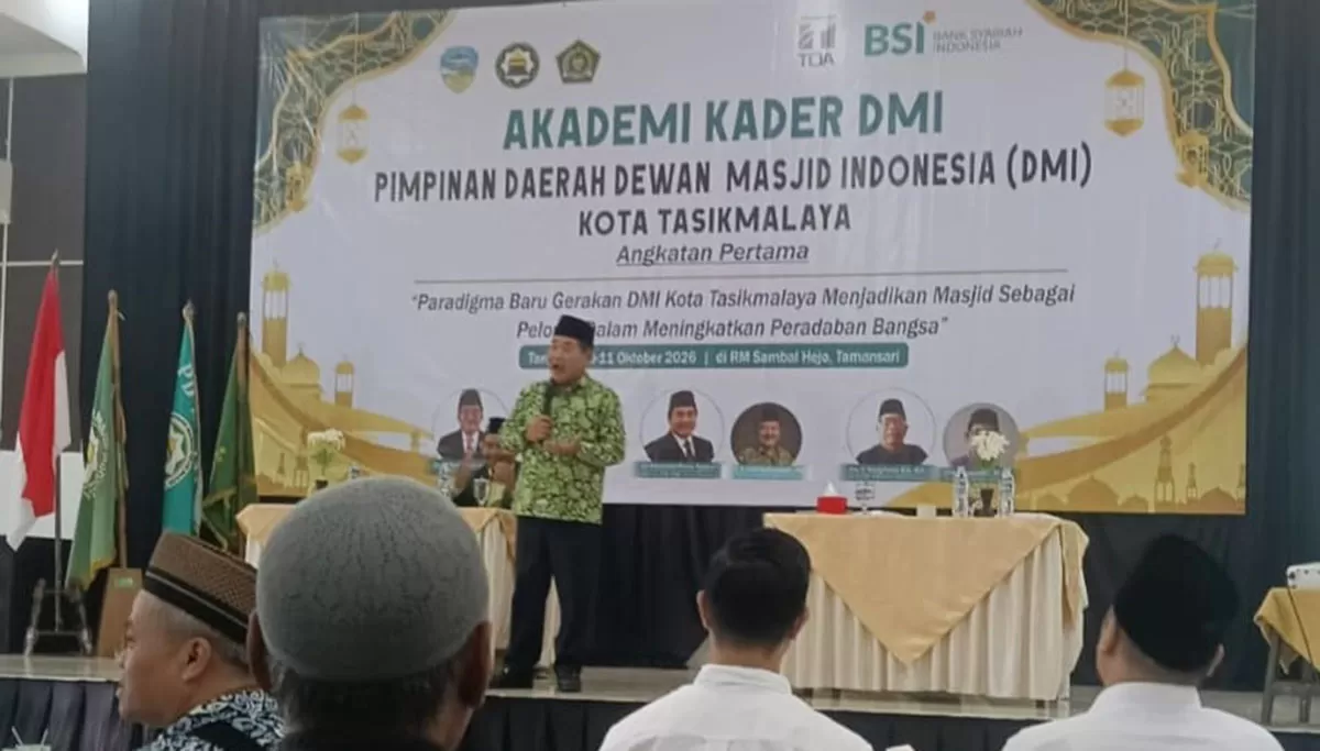 Kegiatan Akademi Kader Masjid PD DMI Kota Tasikmalaya di Aula Rumah Makan Sambel Hejo, Kecamatan Cibeureum, Kota Tasikmalaya, Sabtu (10/10/2026). (Dok. AMS)