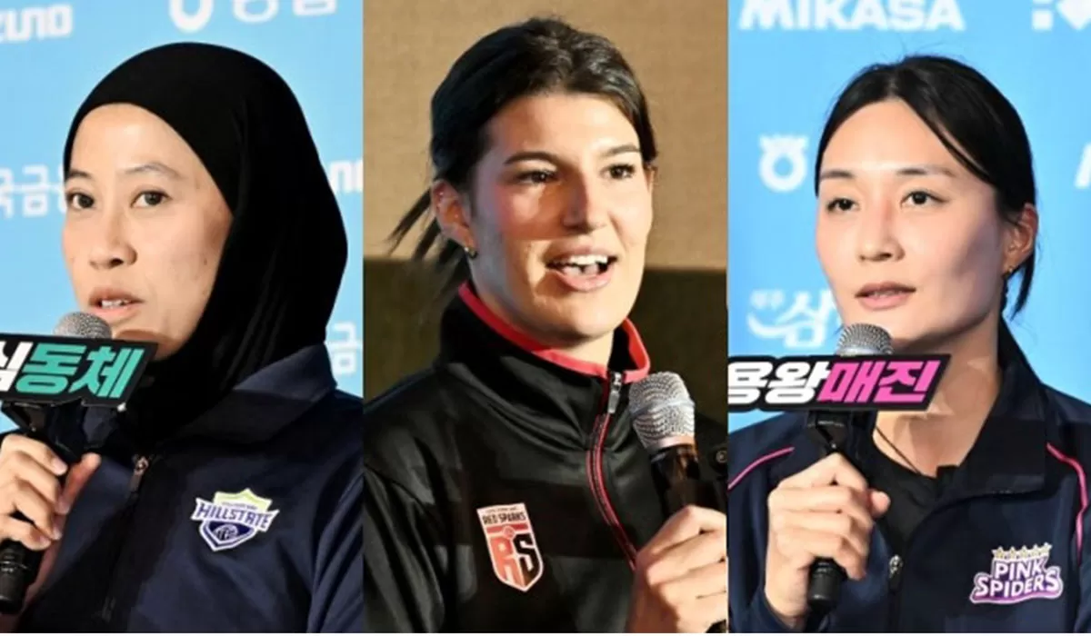 Megawati, Vanja Bukillic, dan Pyo Seung Ju kembali bersaing di Liga Voli Korea 2026-2027 setelah pernah menjadi rekan setim di Jung Kwan Jang Red Sparks.   (Dok. Sports Dong)