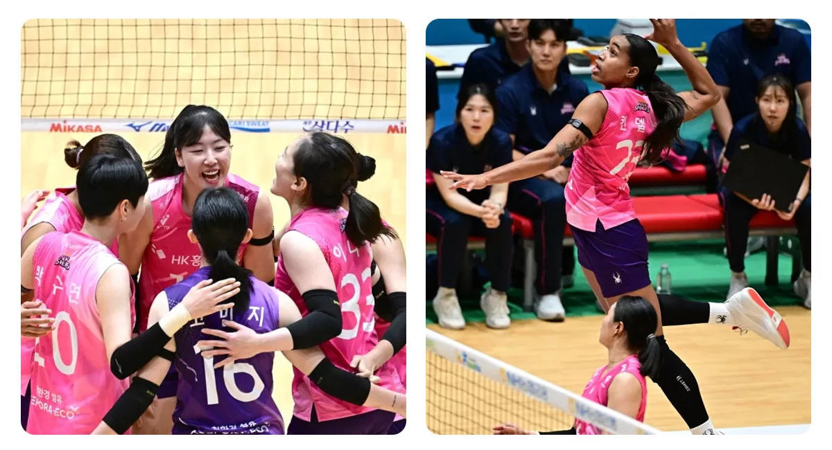 Pink Spiders mengalahkan IBK Altos 3-2 di Kovo Cup 2026 dan memastikan tiket semifinal. Kindelan menjadi penentu dengan 39 poin di Yeosu. (Dok. Kovo)