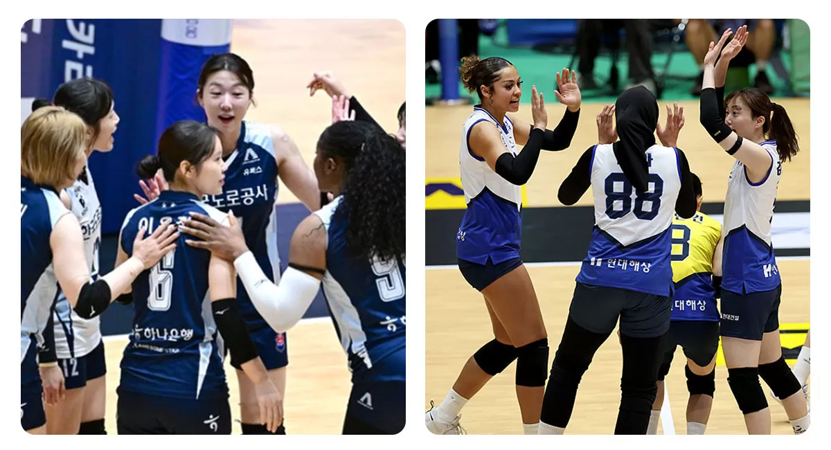 Megawati Hangestri dan Jordan Wilson belum padu bersama Hyundai Hillstate saat menghadapi Hi Pass. Trio Moma, Mami, dan Kang So-hwi tampil solid hingga mengantar Hi Pass ke semifinal, pada Rabu, 14 Oktober 2026. (Dok. Kovo)