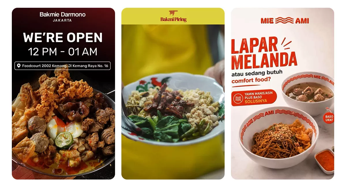 Tempat makan bakmi kekinian di Jakarta punya racikan berbeda, mulai dari yamien manis dan asin, bakmi karet pedas, hingga topping ayam merah.   (Instagram/bakmiedarmono - bakmipiring - mieamiofficial)