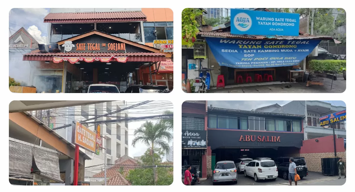 Tempat makan sate kambing Tegal di Jakarta menyajikan sate empuk dengan kecap, cabai rawit, hingga pilihan gulai, sop, dan tongseng kambing. (Tangkapan layar google)