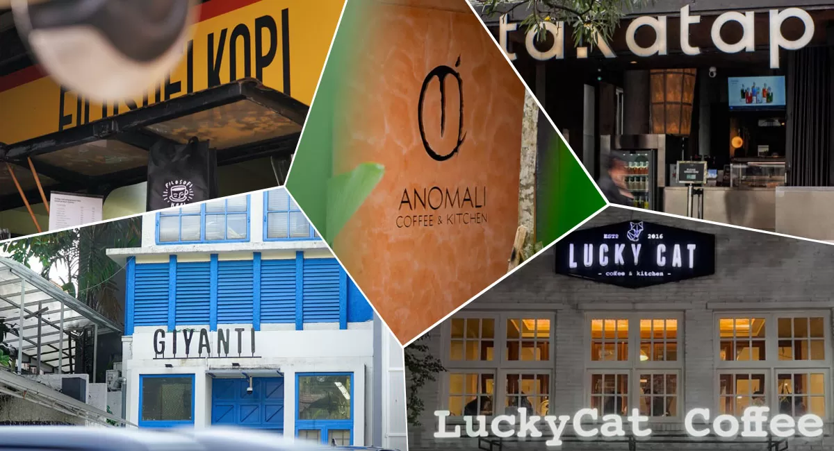 Lima kafe hits di Jakarta menawarkan pengalaman ngopi berbeda, mulai dari Filosofi Kopi di Blok M, Anomali Coffee, Giyanti, hingga Tanatap.   (Instagram/filosofikopi - anomalicoffee - giyanticoffee - luckycatcoffeekitchen - tanatapcoffee)