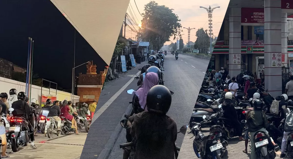 BBM langka membuat pengendara motor harus mengantre di SPBU. Atur tarikan gas, periksa tekanan ban, dan pilih rute efisien agar bensin lebih hemat. (Dok. Instagram)