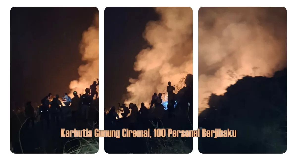 Karhutla Gunung Ciremai di Kuningan ditangani sekitar 100 personel gabungan. Sekat bakar dibuat dan helikopter water bombing disiapkan.   (Instagram/muhammadhabib366)