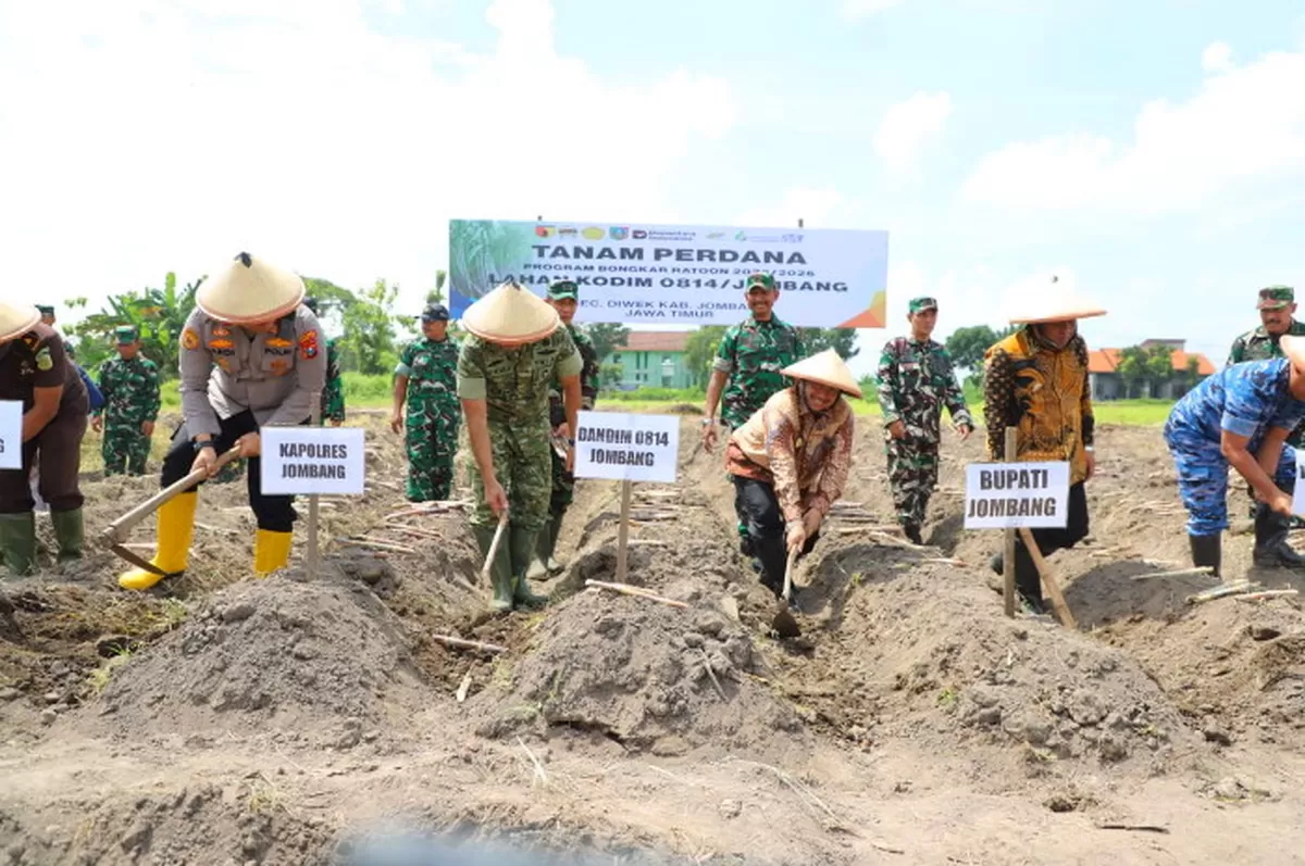 sinergi antara Pemerintah Daerah, TNI, dan PT Sinergi Gula Nusantara (SGN) dalam mendukung target Swasembada Gula Nasional 2028 (Dinas Kominfo Jombang)