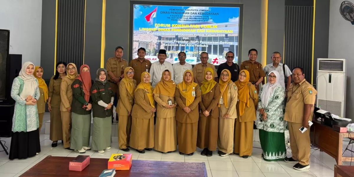 Dinas Pendidikan dan Kebudayaan Kabupaten Jombang menggelar Forum Konsultasi Publik untuk mengevaluasi Standar Pelayanan Publik 2026 (dok.istimewa)