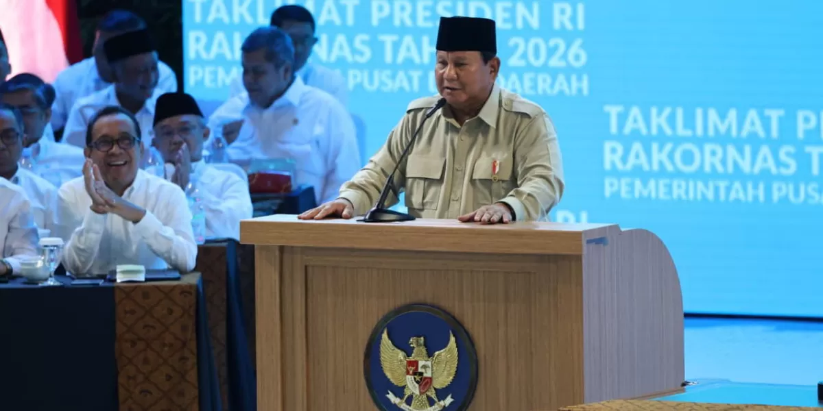 Presiden Prabowo dalam taklimatnya pada acara Rakornas Pemerintah Pusat dan Daerah di Sentul, Bogor, Jawa Barat (Promedia Teknologi Indonesia)