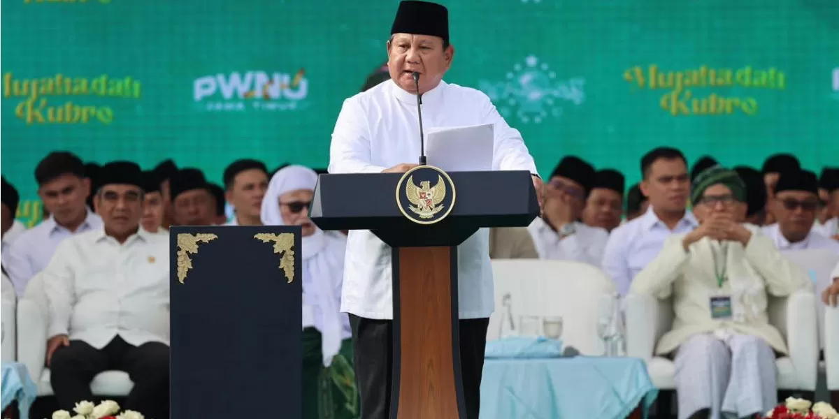 Prabowo saat memberikan sambutan dalam acara Mujahadah Kubro Satu Abad Nahdlatul Ulama (Facebook @prabowo_subianto)