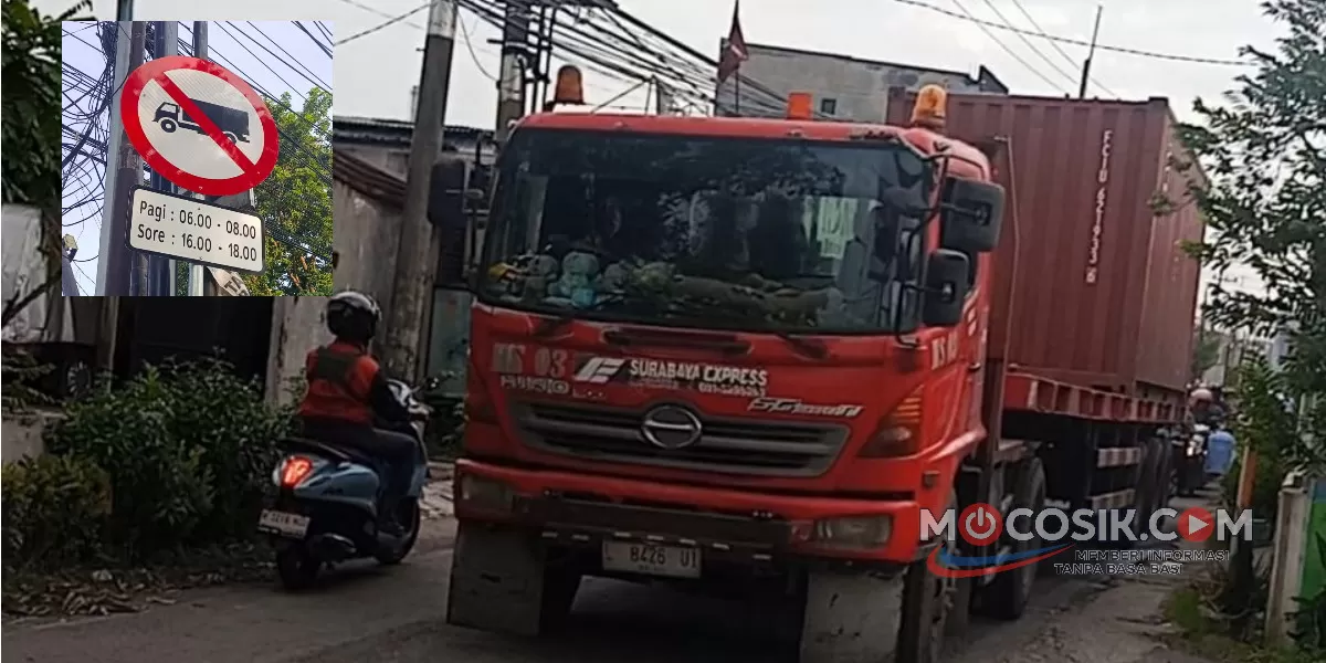 Potret kontainer masih melintas di jam sibuk Gedangan&ndash;Buduran Sidoarjo (dok.istimewa)