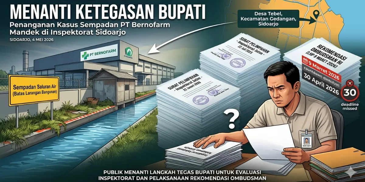 Foto ilustrasi kasus dugaan pelanggaran sempadan PT Bernofarm Sidoarjo mandek di Inspektorat (dok.istimewa)
