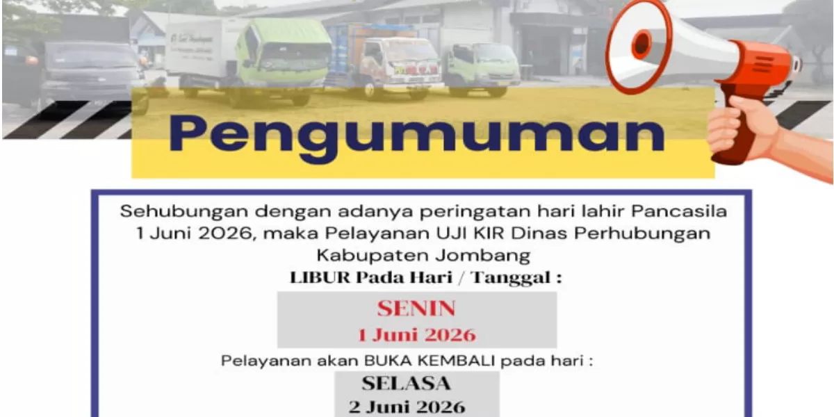 Dishub Jombang liburkan layanan uji berkala kendaraan (kir) saat Hari Lahir Pancasila (dok.istimewa)