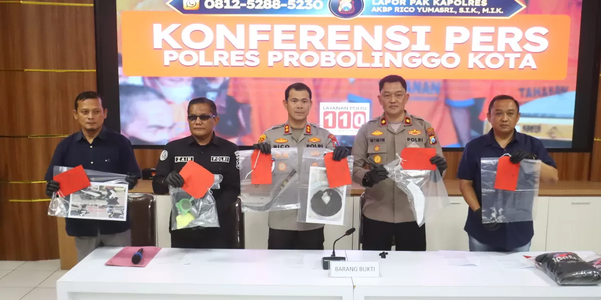 Polres Probolinggo Kota menangkap lima pelaku pelemparan bondet (Humas Polres Probolinggo Kota)
