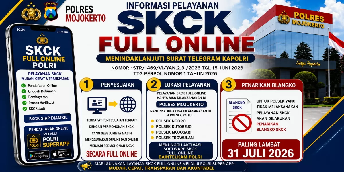 Polres Mojokerto resmi menerapkan layanan SKCK Full Online melalui POLRI SuperApp (dok.istimewa)