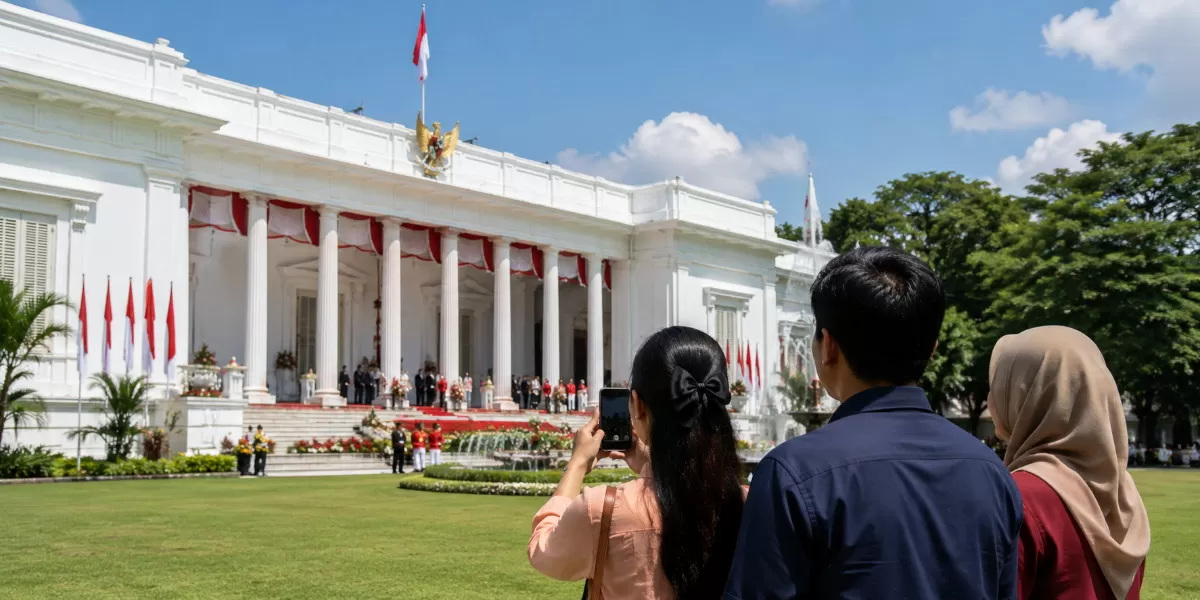 Ilustrasi pendaftaran menghadiri Upacara HUT ke-81 RI di Istana Merdeka dibuka 5-7 Agustus 2026 (Foto AI)