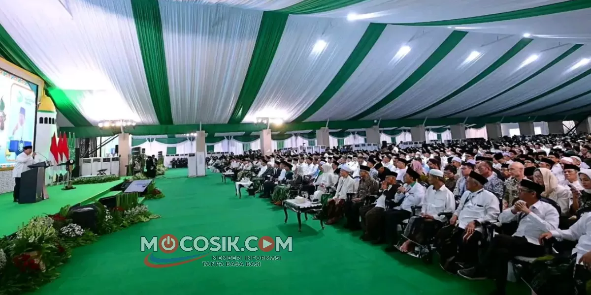 Presiden Prabowo Subianto menyampaikan sambutan saat membuka Muktamar ke 35 NU di Pondok Pesantren Bahrul Ulum Tambakberas, Jombang (dok.istimewa)