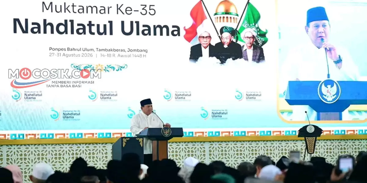 Presiden Prabowo Subianto saat membuka Muktamar ke 35 NU di Jombang dan mencetuskan istilah&ldquo;Jas Ijo: Jangan Lupakan Jasa Ulama&rdquo; (dok.istimewa)