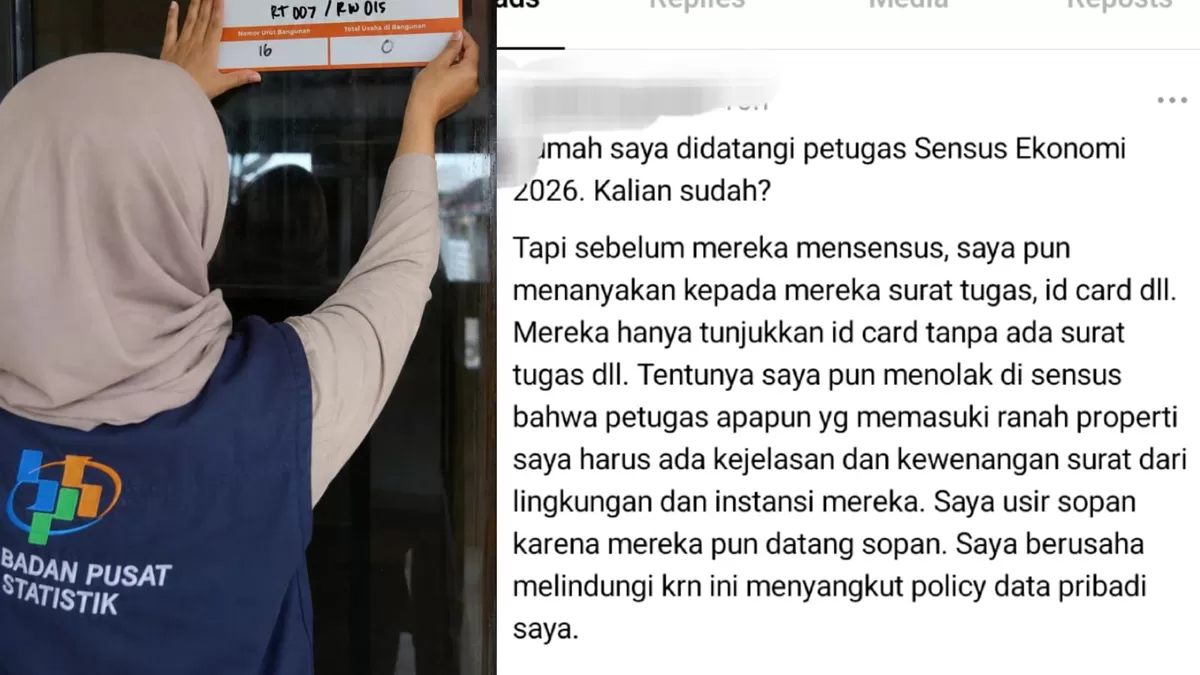 Warganet ramai membahas tentang Sensus Ekonomi 2026 di media sosial. (Threads/mamarachelstm - andritriseptiadi)